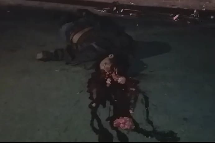 Guys Brains Making a Trail on the Pavement