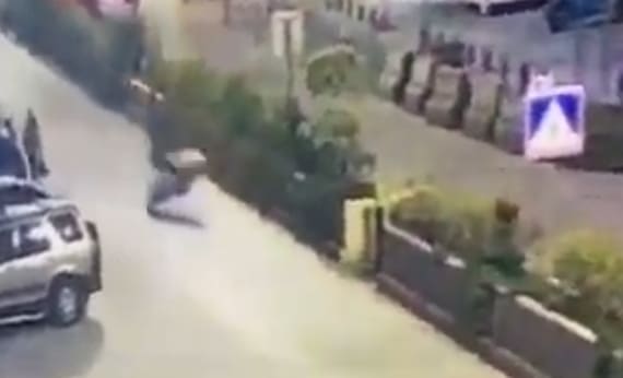 Show Off Doing Wheelie Hits Barrier