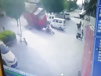 Dumptruck Tips Flattening Pedestrian