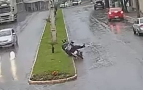 Motorbikers Face Meets a Utility Pole