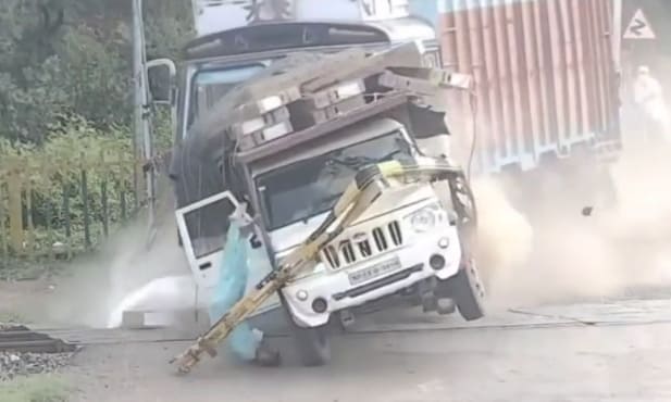 Woman Gets Wrecked at Railway Crossing (Best Angle)