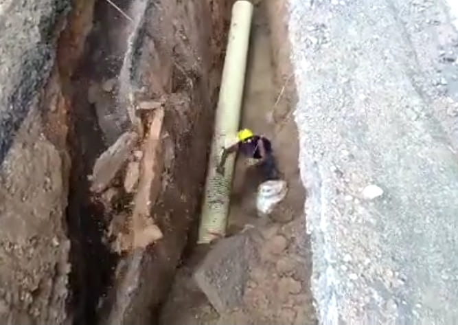 Road Worker Buried Alive