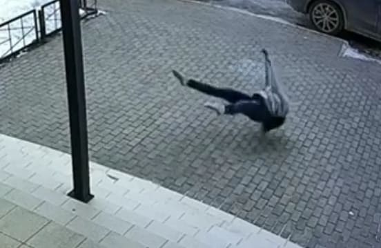 Nice Bounce From Female Suicide Jumper 