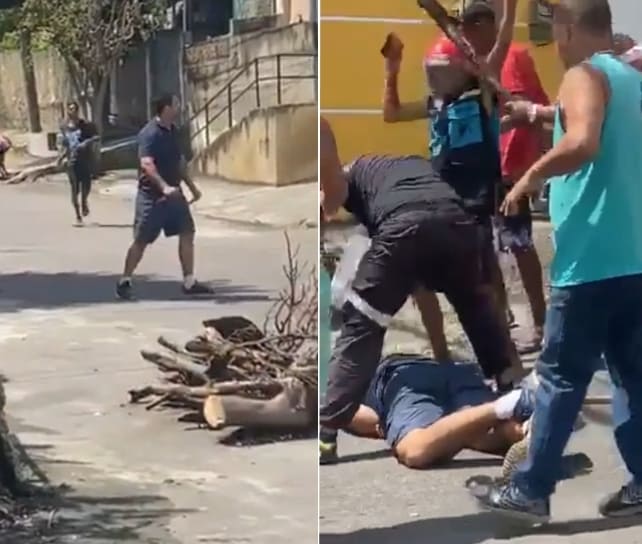 Knife Wielding Man Brutalized by Crowd