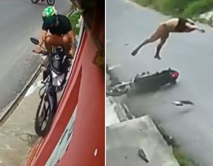 Speeding Biker Takes Flight