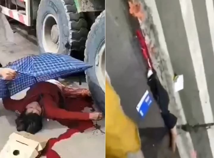 Woman Biker Smeared Across The Pavement