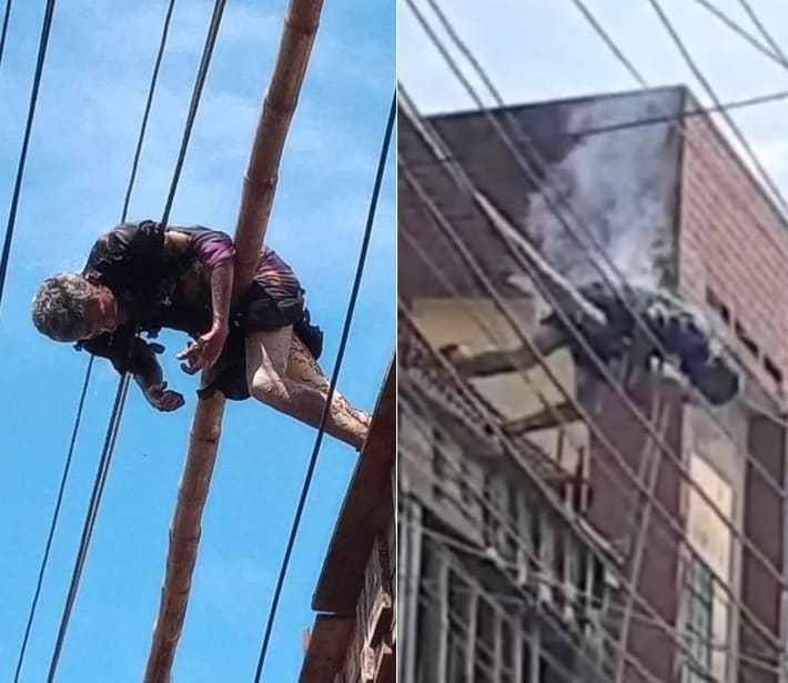 Fruit Vendor Roasts On Power Lines