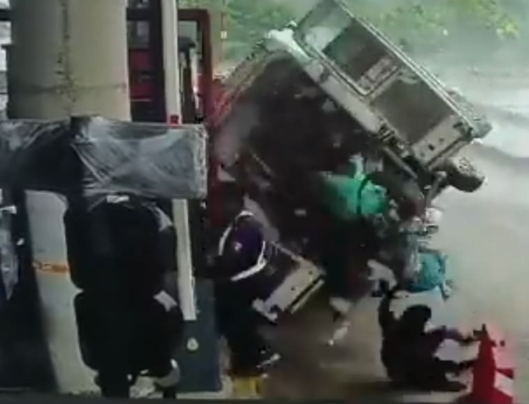 Several Killed After Ambulance Crashes Into Tollbooth (Two Angles)