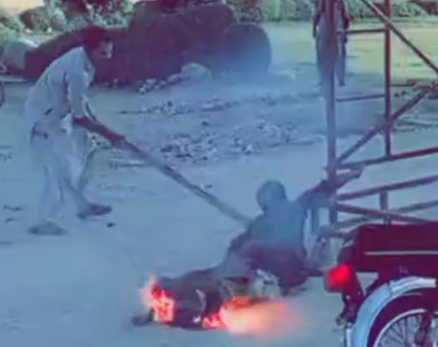 Electrician With Scaffold Meets Live Wire