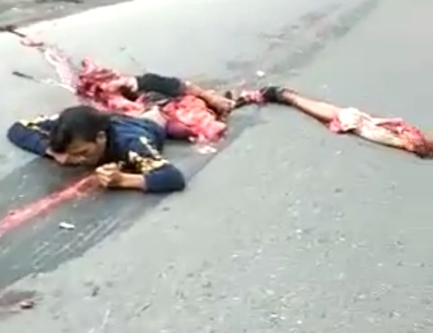 Truck Smears Biker Across The Pavement