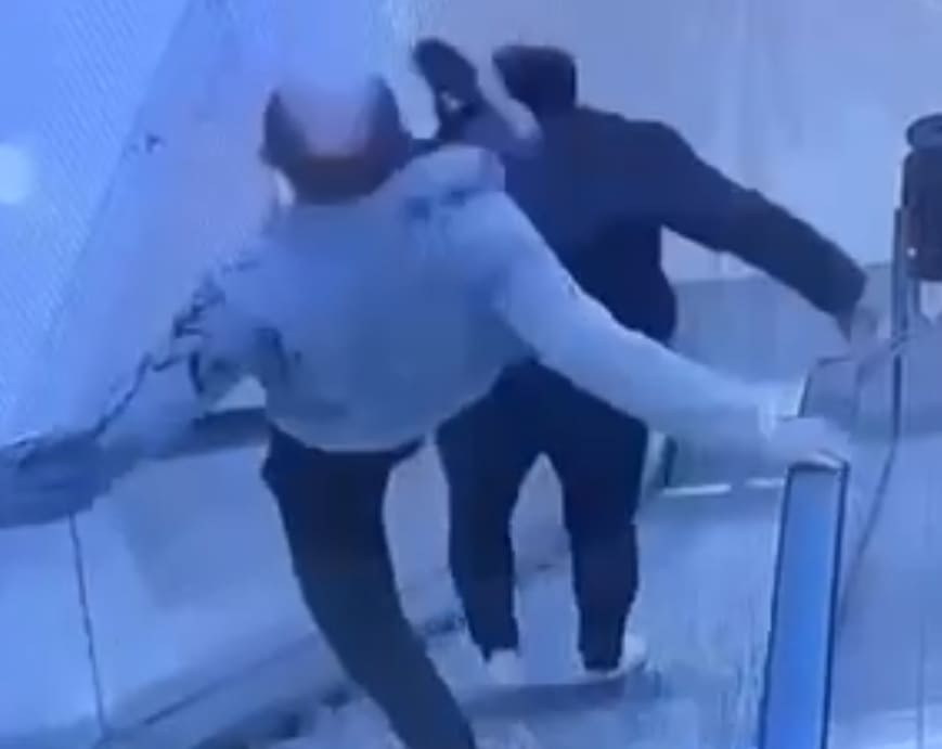 Dude Spartan Kicked Down Escalator