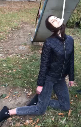 Cute Girl Says Goodbye with a Hanging