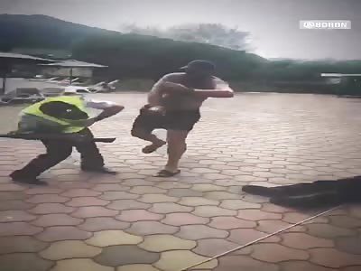 Russian Cop Hit over the Head with a Bottle by Drunk unruly asshole.