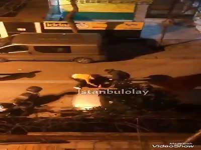 The fight between two groups with stick in Turkey