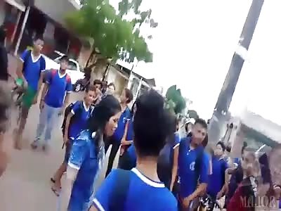 girls fight out of school in Brazil