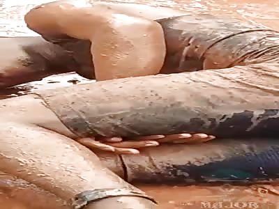 thug agonizing in the mud