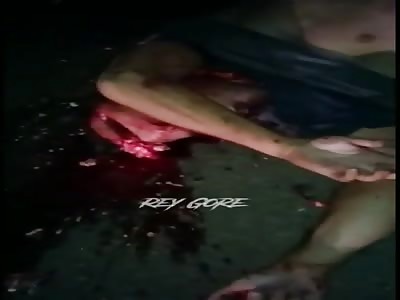 Skull in asphalt,  man die in horrÃ­fic accident 