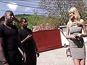 Thin Blonde Strolls into Black Neighborhood....