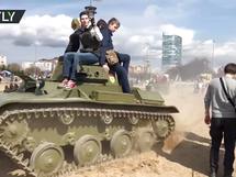 RAW: Moment man run over by tank