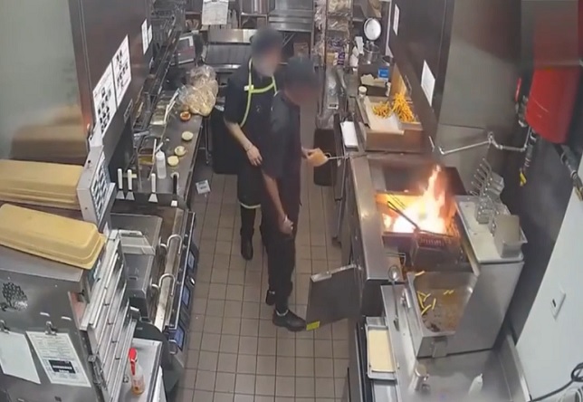 Absolute Moron Throws ICE Into an Oil Fire, Causes a Massive Fire