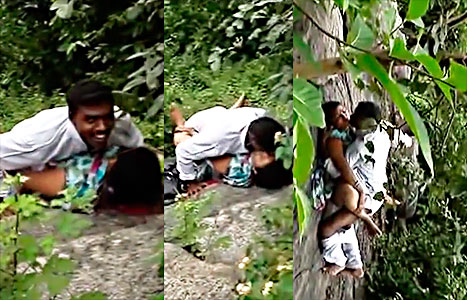 OMG, they catch him fucking in the woods and they even record it with a cell phone 