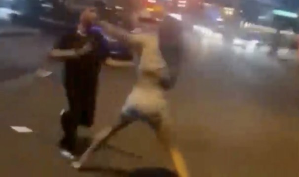 Dude Knocked out Cold by a Transgender!