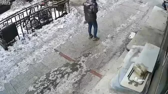 DAMN: Snow Cracks a Man's Skull as He Stands on the Sidewalk!