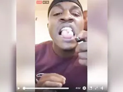 Absolute Moron Eats Firework on Facebook Live.