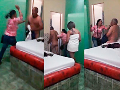 OMG, cuckold wife hits him and his cousin after catching them