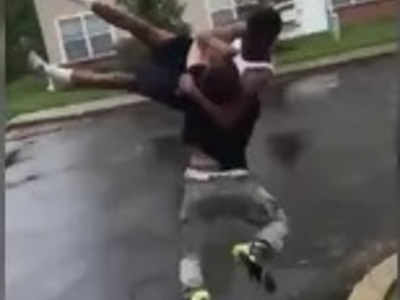 BAD White Dude Body Slams Black Boy into the Curb