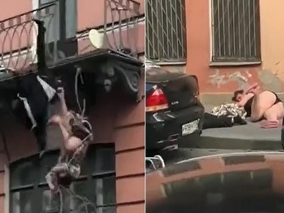 TOXIC Couple Fights From Third Floor to the Pavement