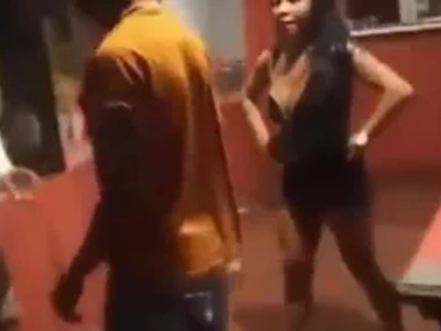 Tiny Girl KO's her Boyfriend in a Bar...WOW!