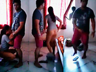 The Cuckold Husband Arrived and They Ran out of the Room.