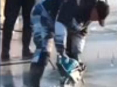 Chinamen Tries Ice Fishing.