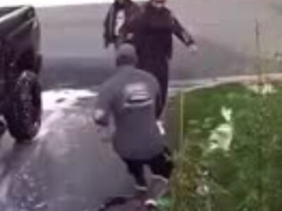 Vile Woman Kicks A Man's Little Dog Across The Lawn