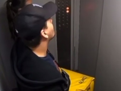 Disgusting Pizza Man Masturbates in Elevator with Pretty Girl (Caught)
