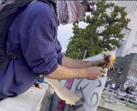 SHOCK: Rioters Stone & Fire Bomb Cops From Bridge.