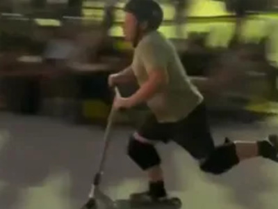 At Least he had a Helmet on.