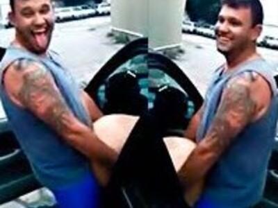 2 guys under the influence of a banned substance having sex in a car