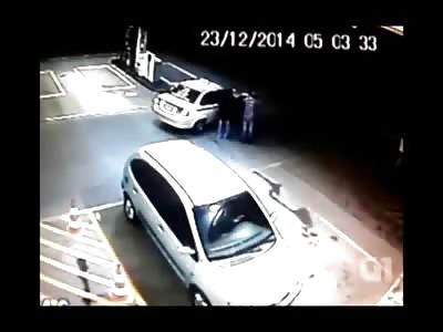 The Crazy Moment a Man Attacks a Gay Couple with a Machete in a Gas Station Parking Lot