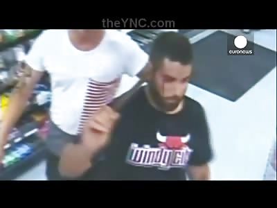 Shocking Video Shows a Man Walk into a Store after Being Attacked with a Metal Rod Stuck Through his Head