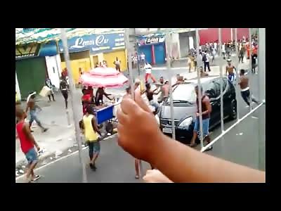 Man lands Cheap Kick to the Face KO during Fight (Watch Man in Blue Shorts) 