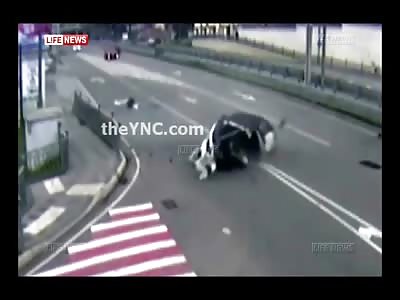 2 Men Standing Close to the Highway are Struck by Speeding Out of Control Car (Watch Slow Motion) 