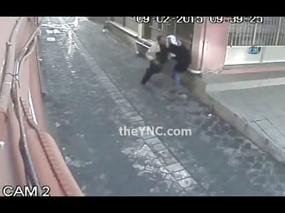 Now you Done It..Pissed Off Husband Stabs his Wife Down a Side Street 