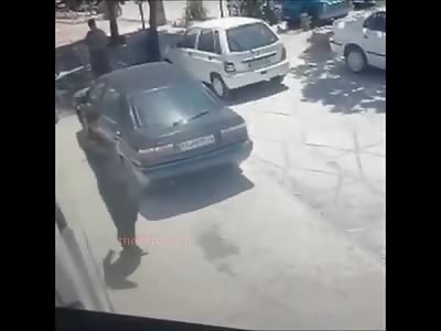 Very Unluck Man Talking in His Cellphone is Crushed by Huge AC Unit