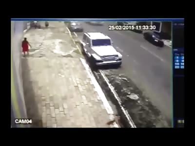 Bus Has Horrible Accident Kills Pedestrian Walking .... (3 Angles)