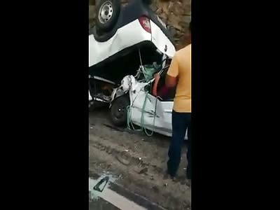 All Killed Except the Driver in this Mess of Steel..