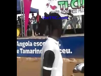 Breakdancing Goes Terribly Wrong as Man Falls Off Stage and Cant Move Very Well 