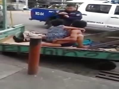 Crazy old lady having sex in front everyone interrupted by police