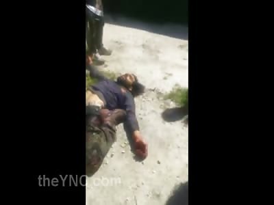 Syrian Army Beating and Humiliating Dead Bodies of Terrorists 